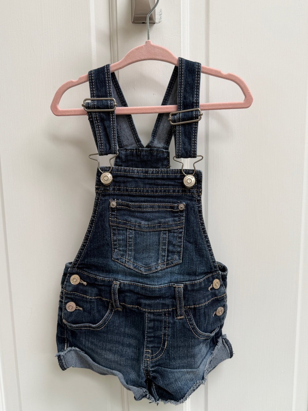 Jordache Girls XS 4 5 Dark Blue Denim Short Overalls with Adjustable Straps